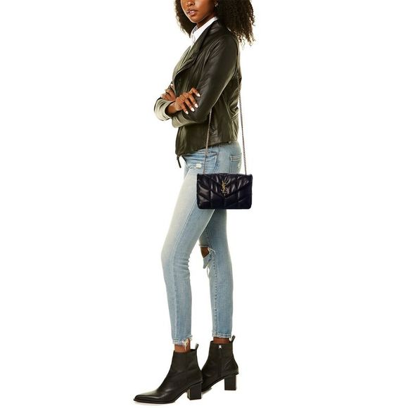 Saint Laurent Loulou Puffer Leather Shoulder Bag, Black - Picture 4 of 5